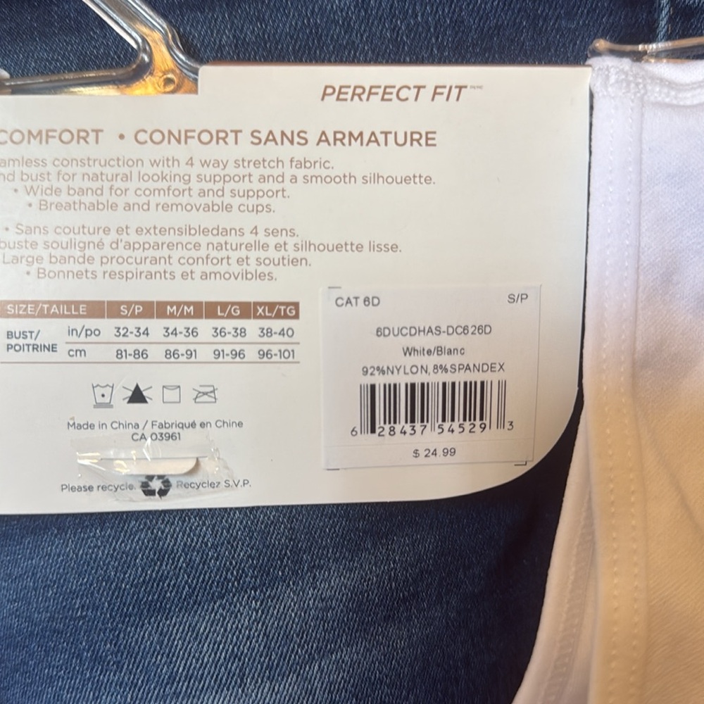 NWT size small Denver Hayes White Comfort Bra Wireless Design - Picture 3 of 3